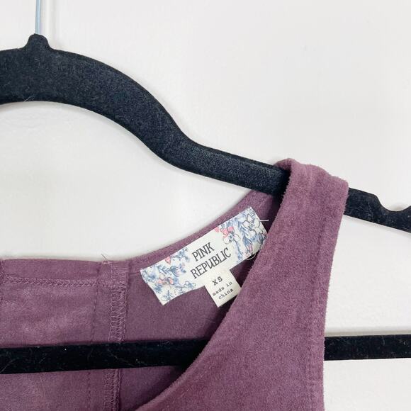 Pink Republic XSmall Purple Faux Sueded Lace Back Dress Sleeveless Artisan Wine - Picture 7 of 11